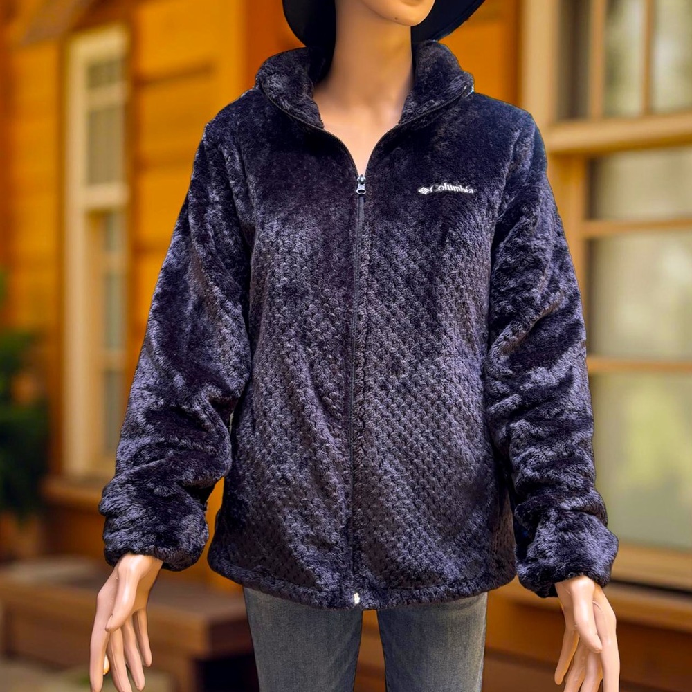 Columbia Black Sherpa Fleece Full Zip Jacket Large